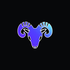 Aries Zodiac Symbol Of Frontal Goat Head blue gradient vector icon