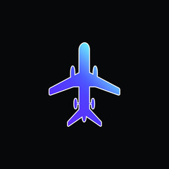 Airplane With Wheels blue gradient vector icon