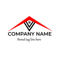 House logo design V letter Concept, construction, real state logo design