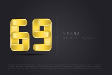 69 years anniversary, golden desing