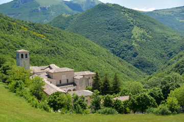Fototapeta na wymiar Fonte Avellana Sanctuary in Italy in the countryside