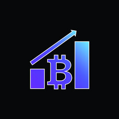 Bitcoin Graphic With Up Arrow blue gradient vector icon