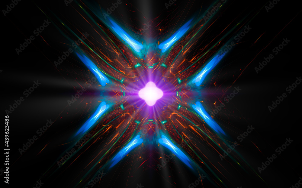 Poster abstract illustration computer render background image fantastic star with rays for web design and g