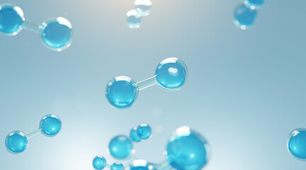Hydrogen Molecule background, New Green Energy Water Fuel Cell Future Hydrogen, 3D rendering.