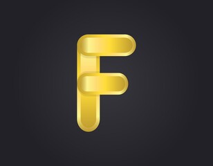 F number logo, modern and elegant golden design. Vector illustration