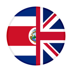 round icon with costa rica and british flags isolated on white background
