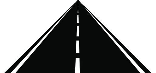 Straight road with white markings, isolated on transparent background. Asphalt highway. Line road pictogram or icon. Traffel , traffic road. Vector freeway or motorway sign