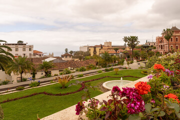 Fototapeta na wymiar City view of La Orotava, Tenerife. Canary Islands. Tourism near Victoria Garden under a cloudy day