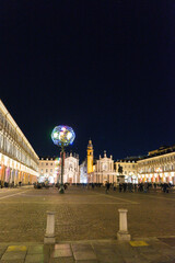 Fototapeta na wymiar Night view of Piazza San Carlo in Turin