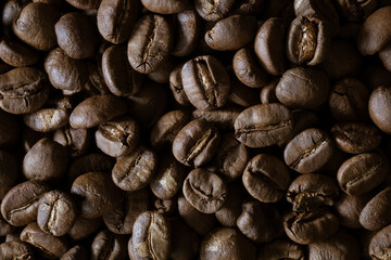 Coffee beans for background , Roasted coffee beans 