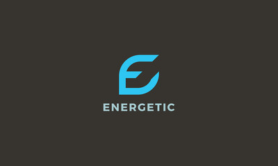 Letter E blue color energetic business logo      