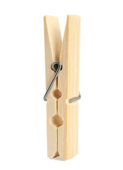 One classic wooden clothespin isolated on white