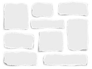 Set of paper different fragments scraps isolated on white. Vector illustration. - 439628283