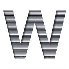 Industrial font. The letter W cut out of paper on the background of industrial ventilation grates...