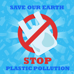 Stop plastic pollution. Banner. Plastic bag. Ecology problem concept.