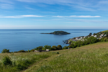 Looe Island from the coastal path South East Cornwall