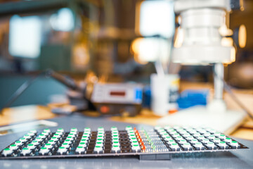 Panel of LED light indicators is in the production