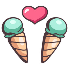 icecreams with heart icon