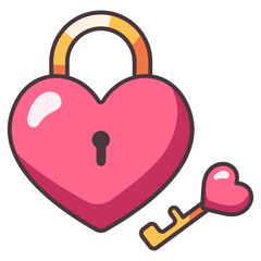 lock heart and love key icon
