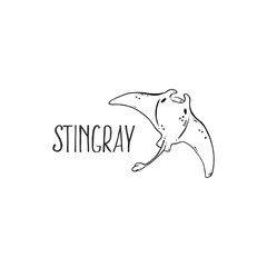 Hand drawn vector sea stingray fish illustration
