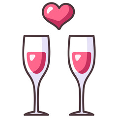 love wine glasses icon