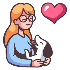 girl hug dog icon