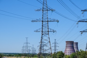 Cable supply electricity industry pylon. electric power.