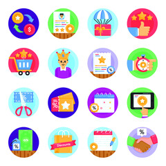 Pack of Customer Loyalty Program Flat Icons

