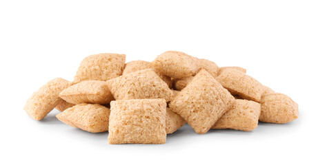 Sweet crunchy corn pads on white background