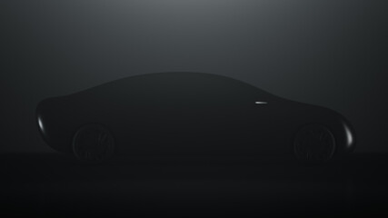 Silhouette of the concept car. Unrecognizable sedan. Automotive industry topics