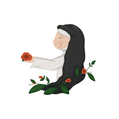 Santa Teresinha do menino Jesus com rosas - Ilustra&ccedil;&atilde;o