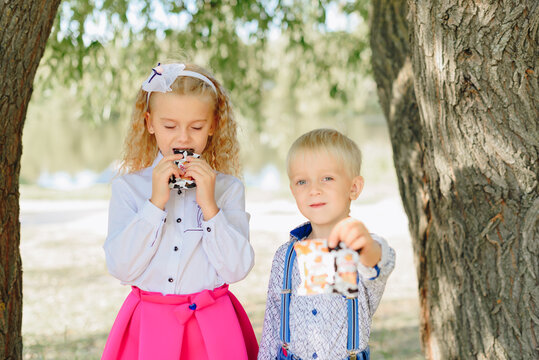 Children with candy in their hands