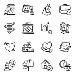 Set of Domestic Life Doodle Icons

