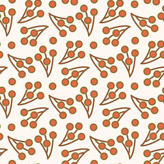 Abstract seamless pattern with red berries