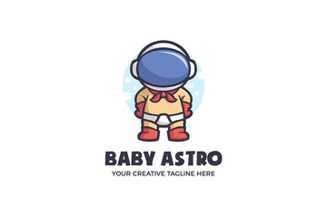 Baby Astronaut Galaxy Spaceship Mascot Character Logo Template
