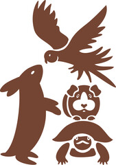 illustration of exotic pets silhouette logo
