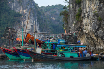 Fototapeta na wymiar Floating Village, Halong Bay, Vietnam