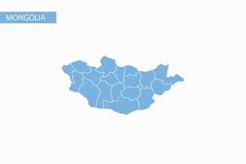 Mongolia blue map detailed vector.