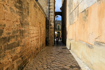 The Wall of buildings on street of Otranto, Puglia.