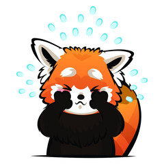 Red Panda Crying vector illustration