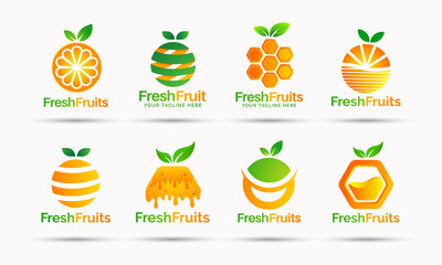 Fresh Fruits vector logo design bundle