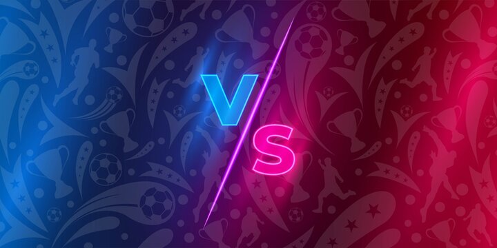 Versus on Soccer football pattern Background. VS screen vector blue and red background for sport league, championship, tournament. vector illustration
