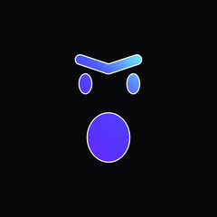 Angry Emoticon Face With Opened Mouth In Rounded Square Outline blue gradient vector icon