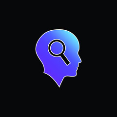Bald Head With Magnifying Glass blue gradient vector icon