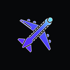 Fototapeta na wymiar Airplane blue gradient vector icon