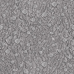 Gray colored oil painting floral seamless pattern. Hand drawn twigs with rose flowers and leaves on dark gray background. luxurious design template for wallpaper, wrapping, textile, ceramics.