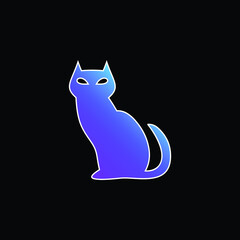 Black Evil Cat blue gradient vector icon
