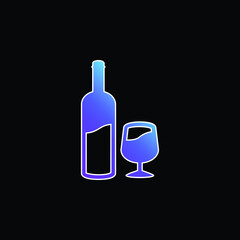 Bottle And Glass Of Wine blue gradient vector icon