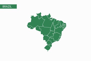 Brazil green map detailed vector.
