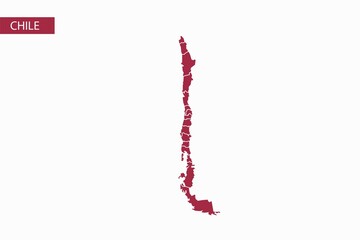 Chile red map detailed vector.